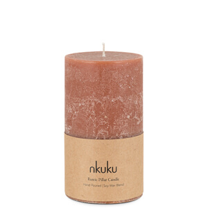 Nkuku Rustic Soy Blend Pillar Candle Rust Large